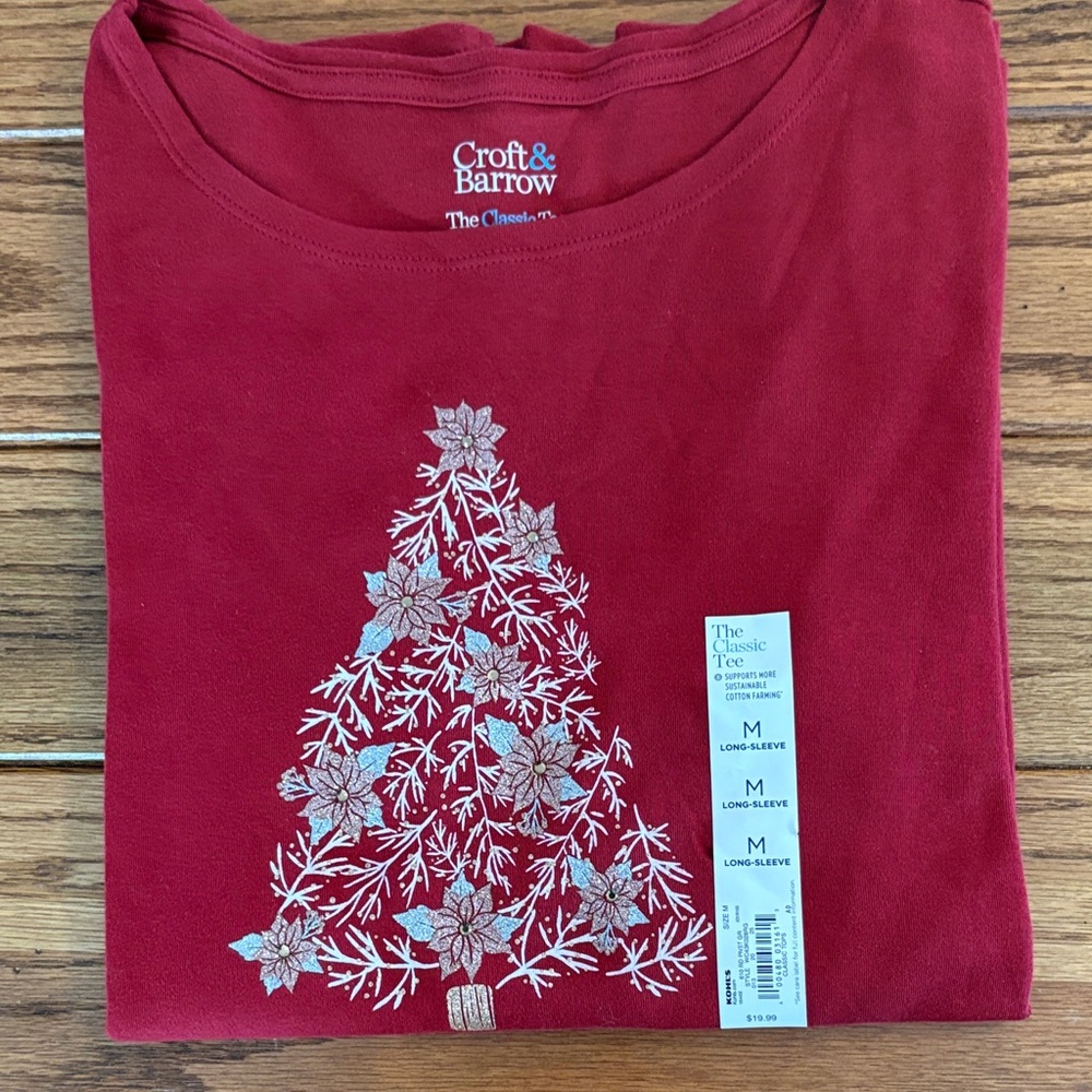 Croft & Barrow Christmas Tree Long sleeve Tee Shirt